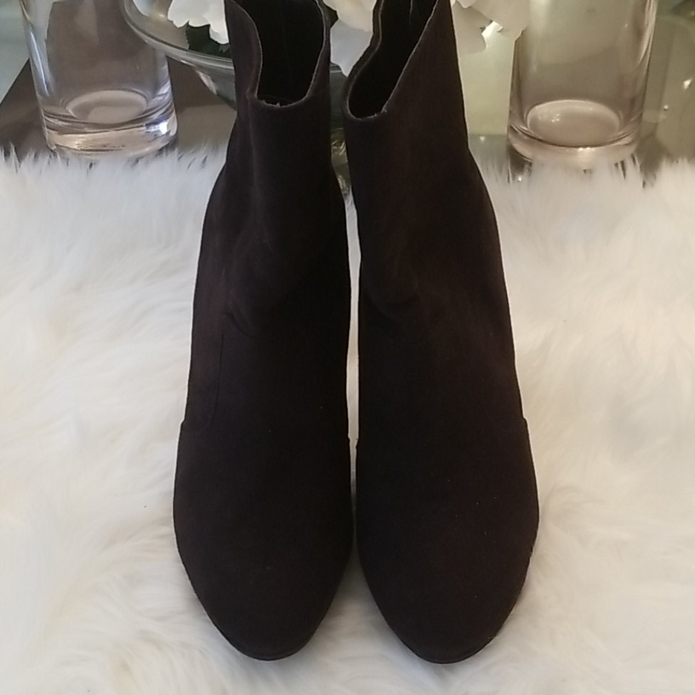 Black Suede Glitter Heels Ankle Bootie